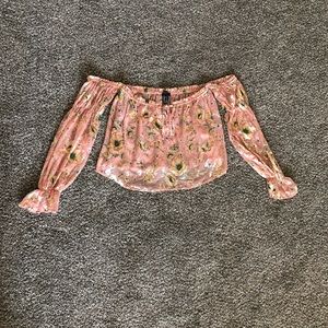 Off the shoulder, sheer crop top